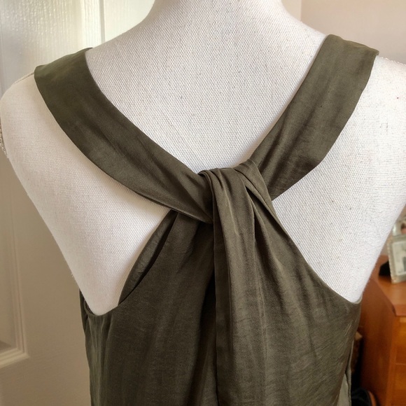 Trouve Olive Green Sleeveless Trapeze Shift Dress SZ S - Picture 5 of 9